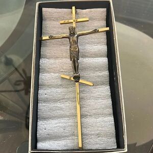 Agapao Brass Greek Crucifix w/gold plated Corpus